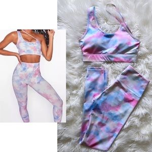 3D Pink/White/Blue Print Tie Dye Set